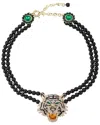 Eye Candy La Agate Statement Necklace In Black