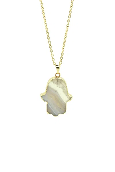 Eye Candy La Alaina Agate Stone Necklace In Blue