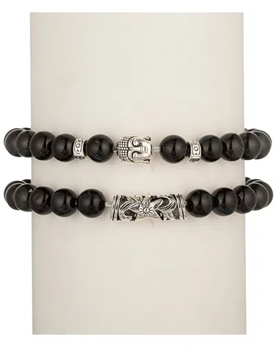 EYE CANDY LA EYE CANDY LA ALLOY ONYX BUDDHA SET BRACELET
