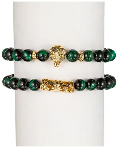 EYE CANDY LA EYE CANDY LA ALLOY TIGER EYE BUDDHA SET BRACELET