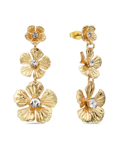 Eye Candy La Amelie Triple Flower Drop Earrings In Gold
