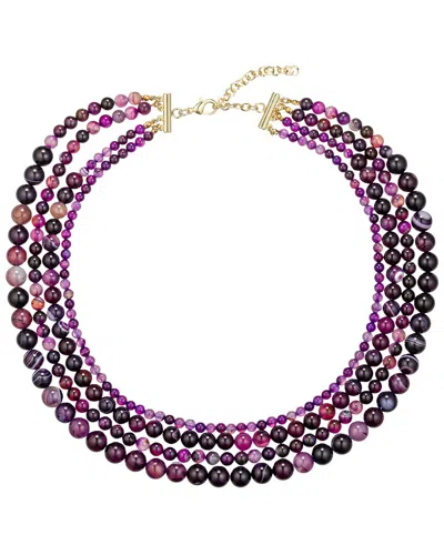 Eye Candy La Amethyst Beaded Multi Layer Drop Necklace In Purple