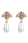 Eye Candy La Bee Angelina Cz Crystal Drop Earring In Red