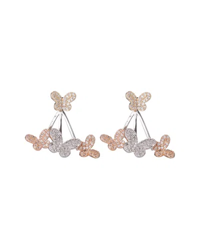 Eye Candy La Ariana Butterfly Cz Drop Earring In Silver