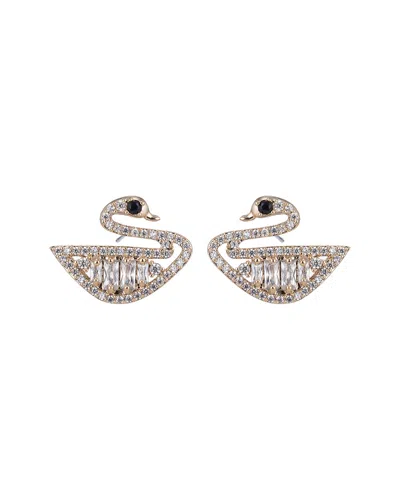 Eye Candy La Audrey Swan Cz Drop Earrings In Gold