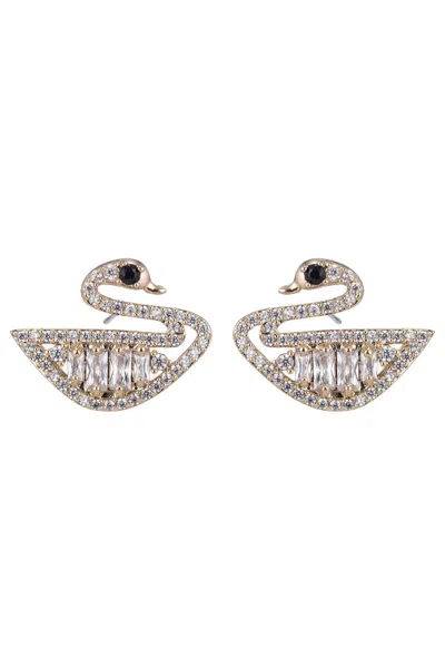 Eye Candy La Audrey Swan Cz Drop Earrings In Gold