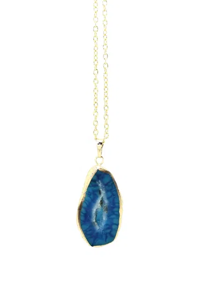 Eye Candy La Ava Druzy Stone Necklace In Blue