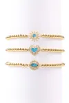 Eye Candy La Luxe Titanium Cz Beaded Stretch Bracelet Set In Blue