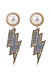 Eye Candy La Women's Luxe 18k Goldplated & Crystal Bolt Drop Earrings In Blue