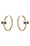 Eye Candy La Luxe Collection Cz Blue Bow Loop Earrings In Blue