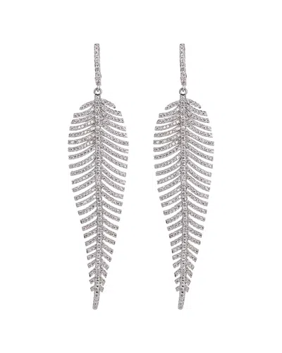 Eye Candy La Caroline Cz Crystal Feather Drop Earring In Gray
