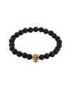 Eye Candy La Chakra Beaded Skull Cz Stretch Bracelet In Black