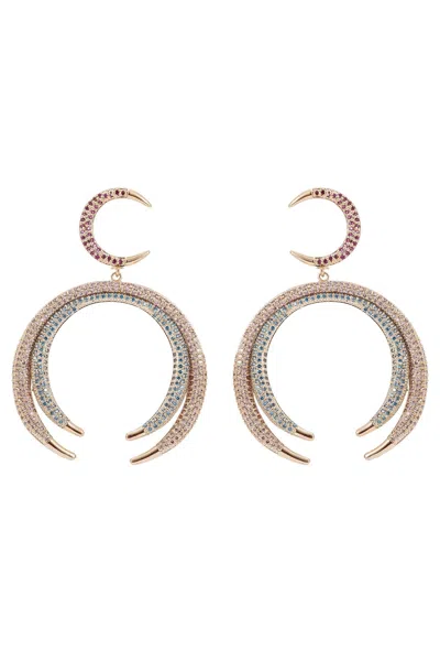 Eye Candy La 14k Plated Fun Colorful Blue And Pink Cz Crystals Earrings In Multi