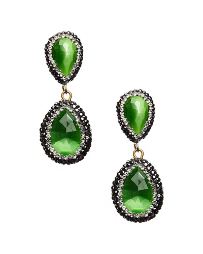 Eye Candy La Crocodile Rock Green Cat's Eye Stone Drop Pushback