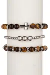 Eye Candy La Cross Tiger Eye Bracelet Set In Black