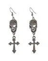 Eye Candy La Crystal Double Skull Drop Earrings