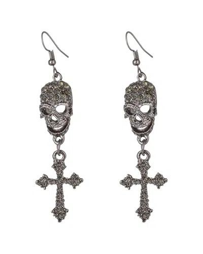Eye Candy La Crystal Double Skull Drop Earrings