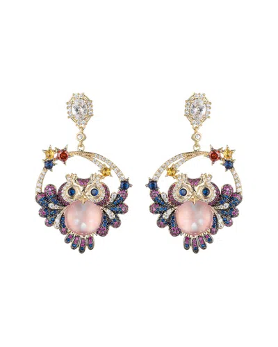 Eye Candy La Cz Ambre Owl Drop Earrings