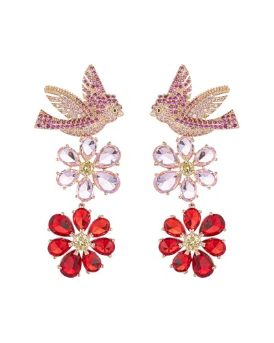 Eye Candy La Cz Bird Earrings In Red