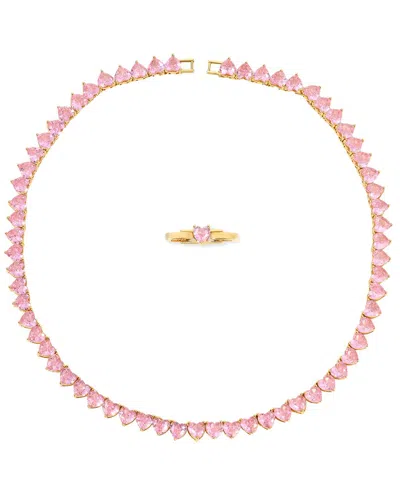 Eye Candy La Cz Collar Necklace In Pink