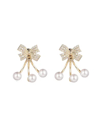 Eye Candy La Cz Double Bow Jacket Earrings