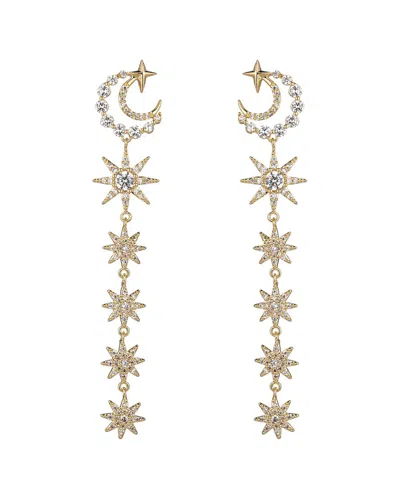 Eye Candy La Cz Double Moon Star Earrings In Gold