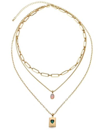 Eye Candy La Cz Elena 3 Tier Drop Necklace In Gold