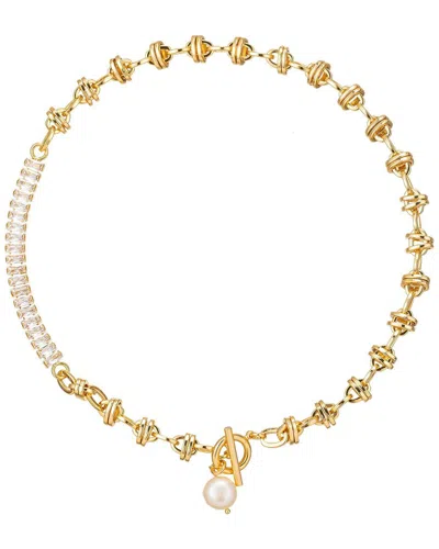 Eye Candy La Women's Hannah Goldtone, Cubic Zirconia & Shell Pearl Drop Necklace In Brass