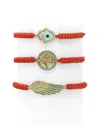 Eye Candy La Cz Hamsa Red Bracelet Trio