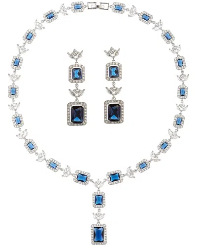 Eye Candy La Cz Lisa Blue Tennis Necklace Set In Multi