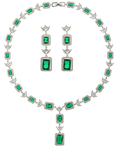 Eye Candy La Cz Lisa Green Tennis Necklace Set In Multi