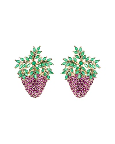 Eye Candy La Cz Pink Strawberry Earrings