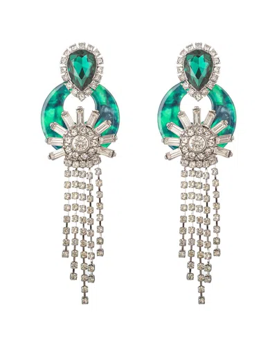 Eye Candy La Cz Plata Verde Statement Earrings