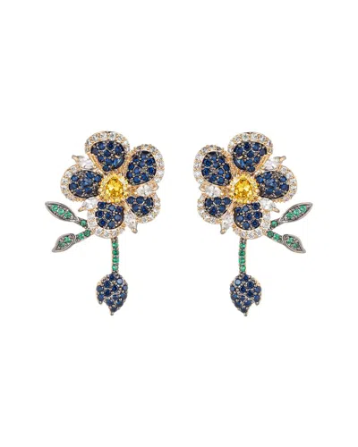 Eye Candy La Cz Roses Are Blue Earrings In Multi