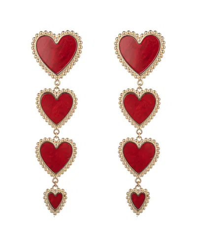 Eye Candy La Women's Glass Pearl Heart Drop Earrings In Brass