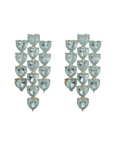 Eye Candy La Cz Teal Hearts Dangle Earrings