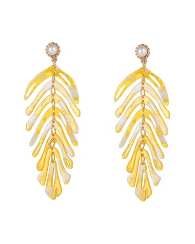 Eye Candy La Dina Leaf Earrings In Gold