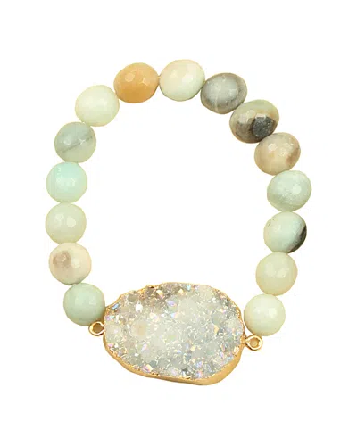 Eye Candy La Drusy Multicolor Beaded Stone Bracelet