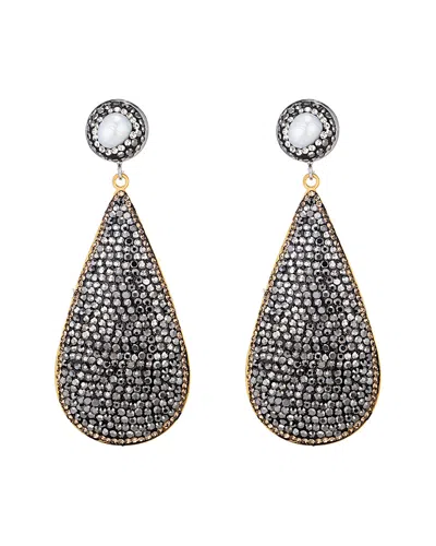 EYE CANDY LA EYE CANDY LA DUCHESS PEARL AND HEMATITE TEARDROP STATEMENT EARRING