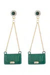 Eye Candy La Luxe Collection Green Purse Cubic Zirconia Crystal Drop Earrings In Multi