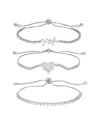 Eye Candy La Emily Heart Cz Bolo Bracelet Set In Metallic