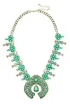 Eye Candy La Green Blossom Necklace In Blue