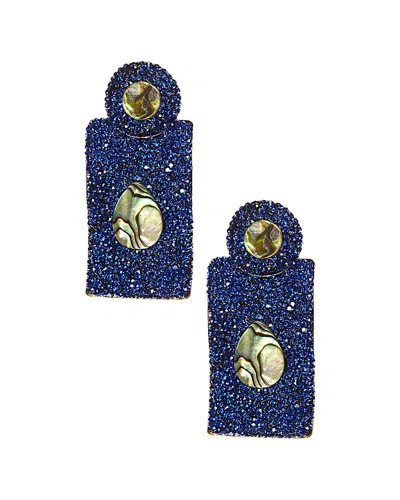 EYE CANDY LA EYE CANDY LA ETHER GREEN ABALONE SHELL STONE WITH PAVE DIAMONDS