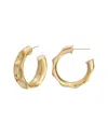 Eye Candy La Evelyn Stud Hammer Hoop Earrings In Gold