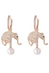 Eye Candy La Luxe Collection Elephant Luck Cubic Zirconia Crystal Dangle Earrings In Silver