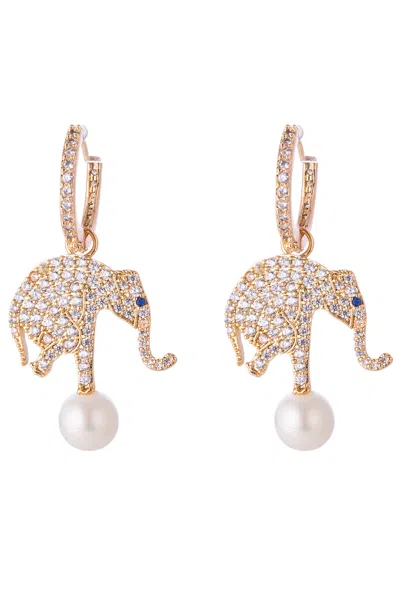 Eye Candy La Luxe Collection Elephant Luck Cubic Zirconia Crystal Dangle Earrings In Silver
