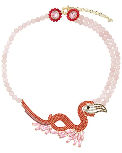 Eye Candy La Flamingo Agate Beaded Statement Necklace