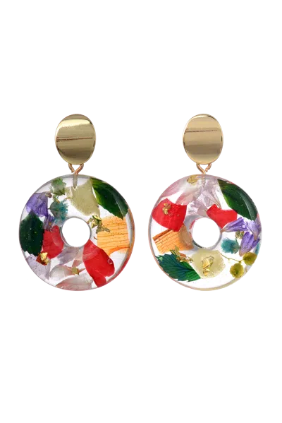 Eye Candy La Floral Resin Earrings - Multi