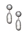 Eye Candy La Frozen Pearl And Hematite Drop Pendant Pushback Earrings