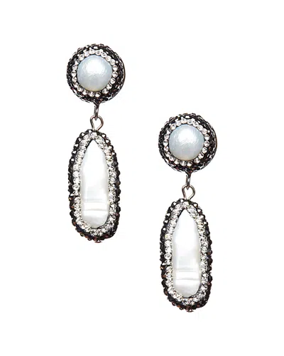 Eye Candy La Frozen Pearl And Hematite Drop Pendant Pushback Earrings